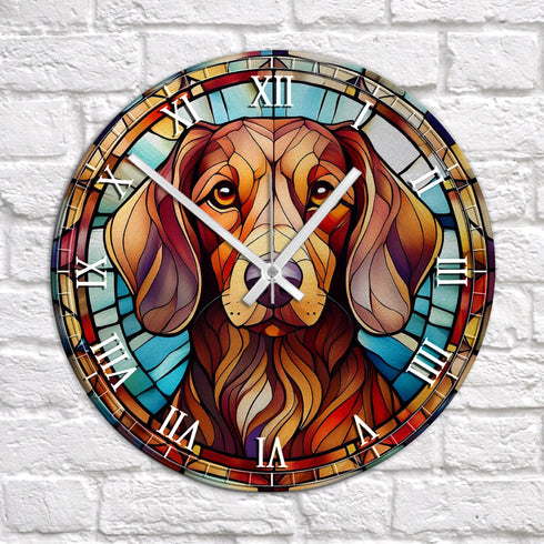 Dachshund Red Suncatcher Effect Clock